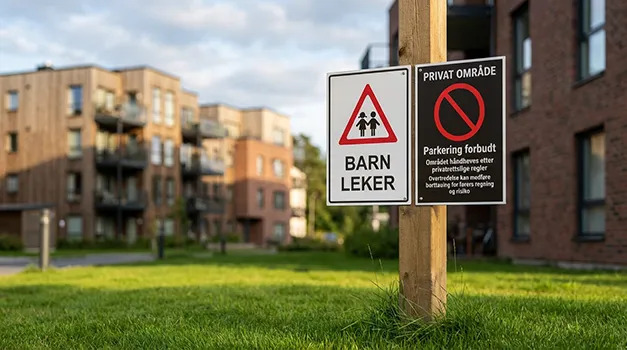 Barn leker skilt i nabolaget